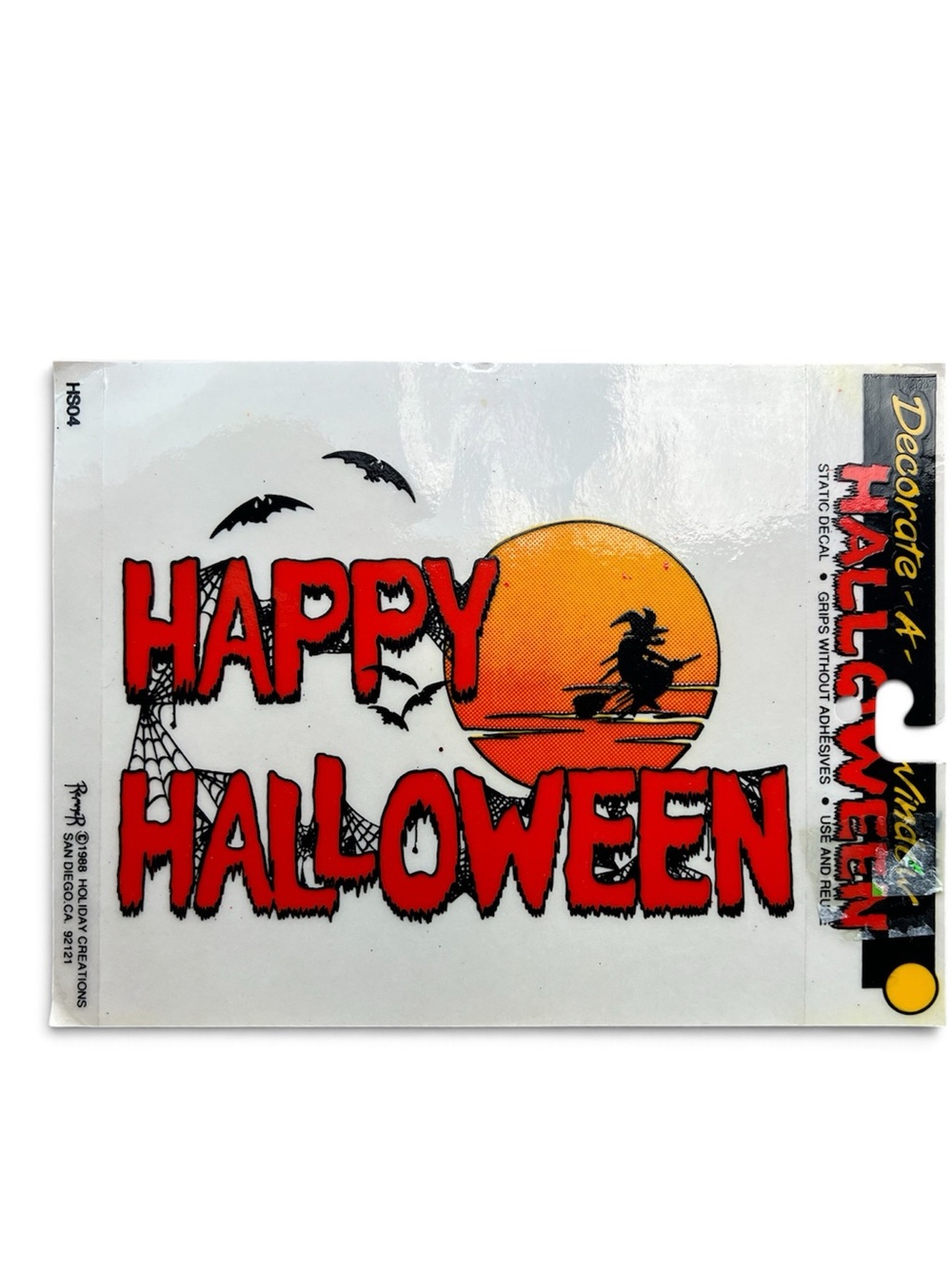 Vintage 1988 Halloween 'Happy Halloween' Window Decal